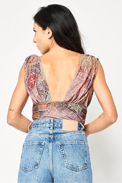 Replay Women V Neck Sleeveless Allover Print Bodysuits, Multicolor