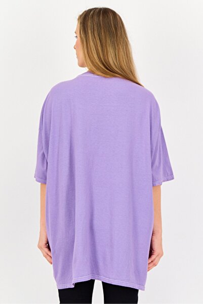 Forever 21 Women Crew Neck Short Sleeves Gorillaz T-Shirt, Purple