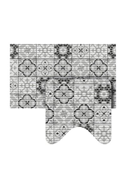 OEM Set of 2 non-slip bath mats, patterned, grey