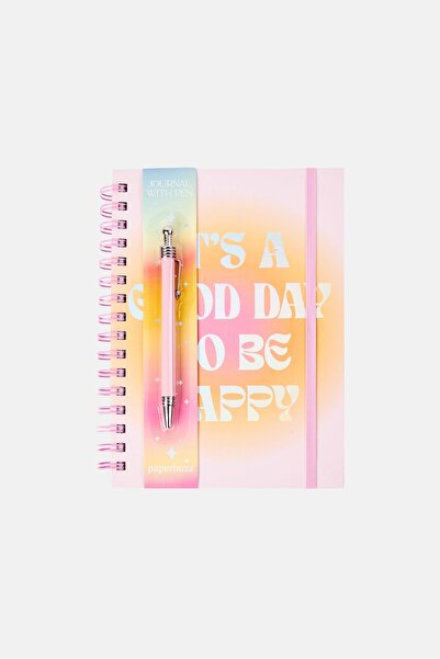 Paperbuzz إنه يوم جيد للسعادة، مجلة حلزونية مع قلم