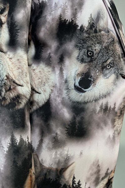 WildFashion Fashion/elegant suit with jacket and long pants with winter forest and wolf print V604A-100