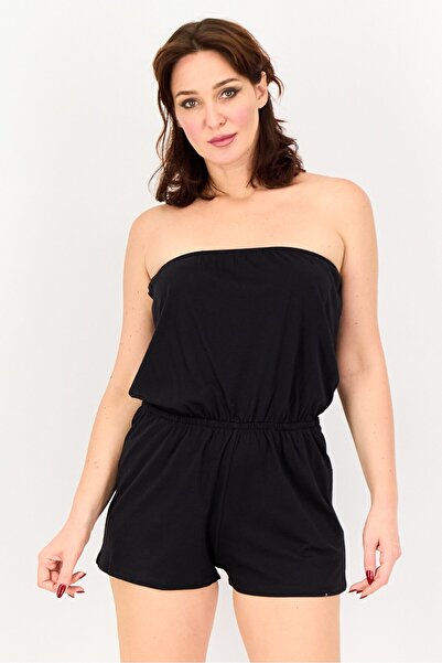 Forever 21 Women Strapless Plain Playsuit, Black