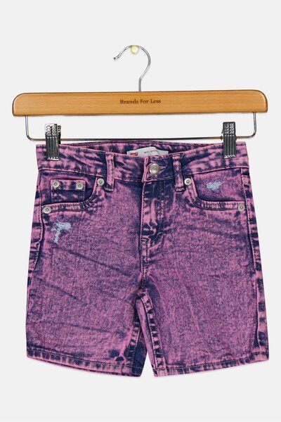 Levi's Kids Girl Washed Denim Shorts, Pink
