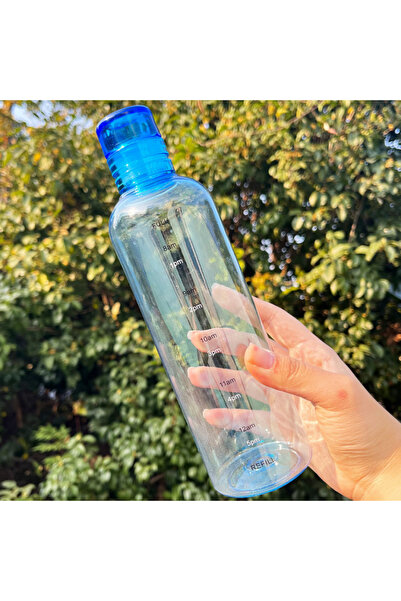 Choice زجاجة مياه أنيقة زرقاء اللون سعة 700 مل مقاومة للتسرب مع مقياس زمني لل...