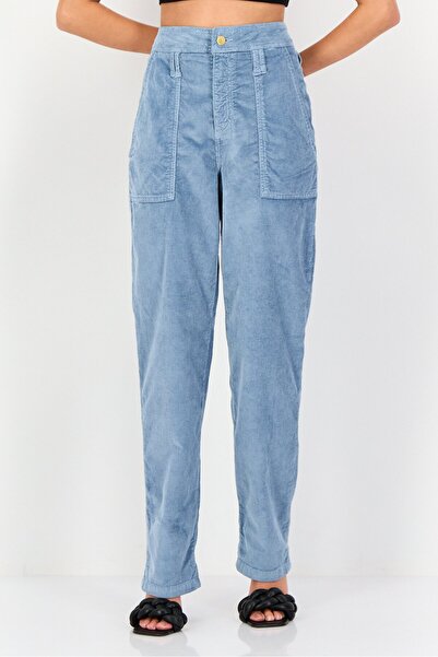 Reiko Women Regular Fit Corduroy Pants, Blue