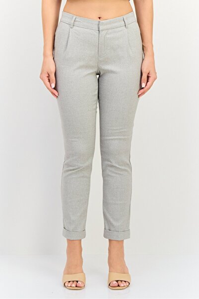 Reiko Women Cigarette Fit Solid Formal Pants, Grey