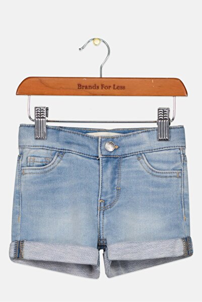 Levi's شورت جينز مغسول للبنات الصغار، أزرق فاتح