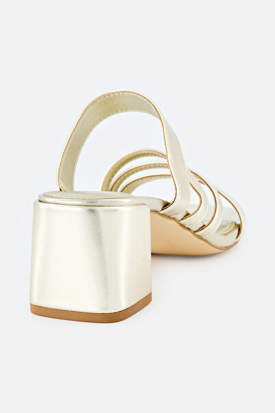 Calvin Klein Women Pretty Slip on Square Toe Sandals, Gold