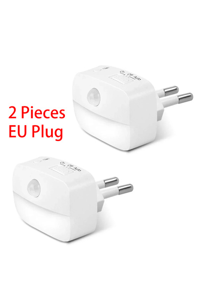 GGBEE EU Plug 2 Pieces EU US Socket Led Night Light with Motion Sensor AC 85-...