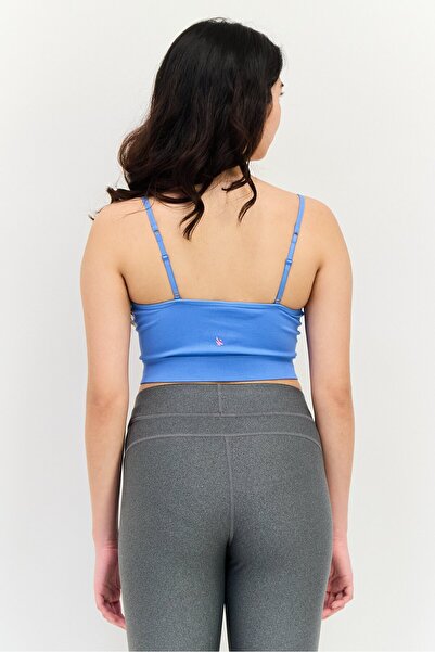 Sinsay Gym Hard x Women Scoop Neck Sleeveless Rib Crop Top, Blue