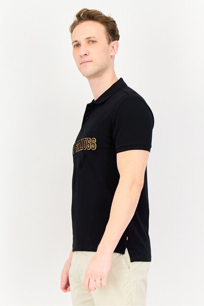 Levi's Men Regular Fit Short Sleeve Embroidered Logo Polo Shirt, Black