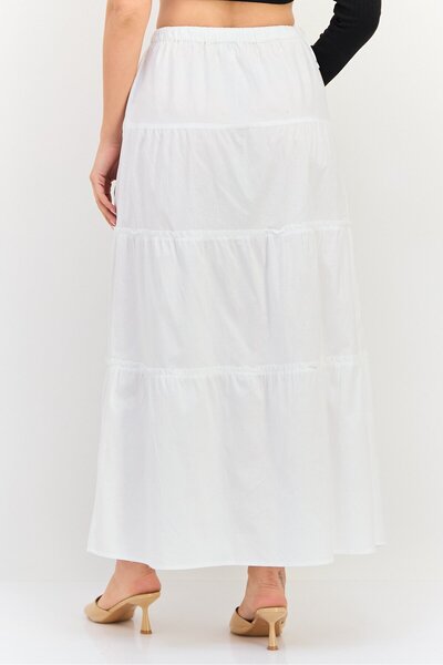 Brave Soul Women Solid Maxi Skirt, White