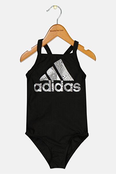 adidas Toddlers Girl Brand Logo One Piece Swimwear, Black