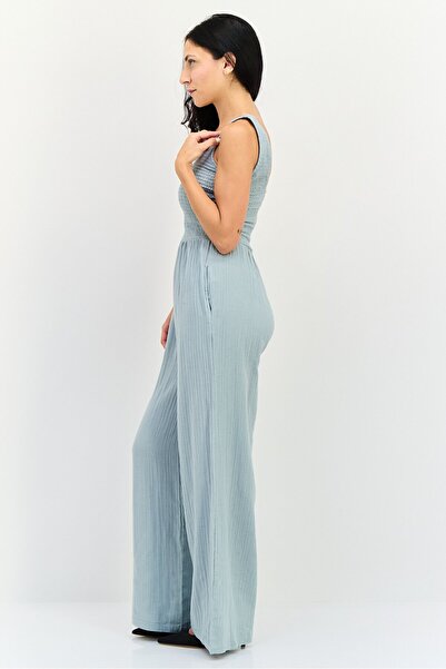 Brave Soul Women Textured Sleeveless Jumpsuit, Sage Green