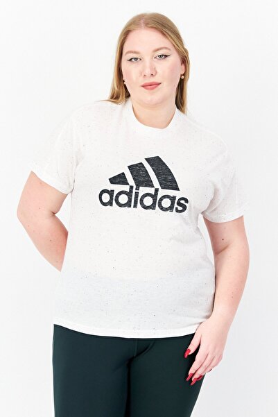 adidas Women Sportswear Fit Short Sleeve Training T-Shirt, Off White Melange