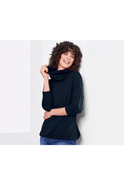 Tchibo Women Turtle Neck Plain Sweater, Navy
