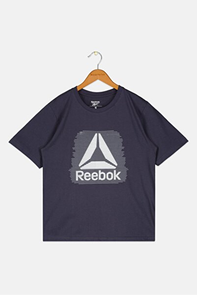 Reebok Kids Boy Sportswear Brand Logo Short Sleeve Outdoor T-Shirts, Navy