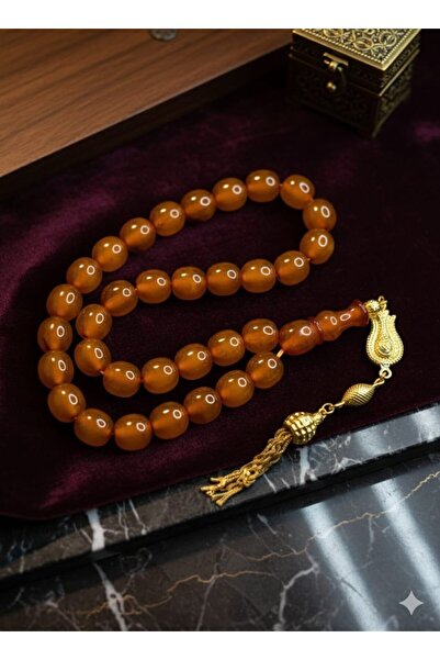 Anemore Collection سبحة توباز برتقالية مصقولة بحجم 14 مم