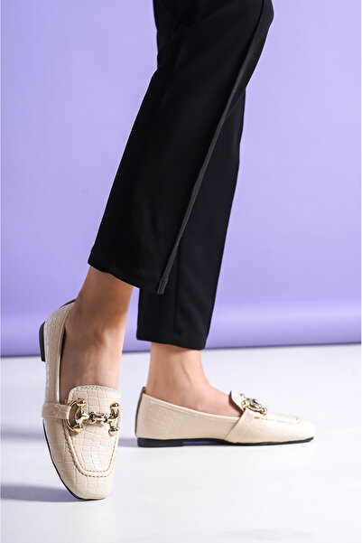guijarro Beige Crocodile Loafer Ballet