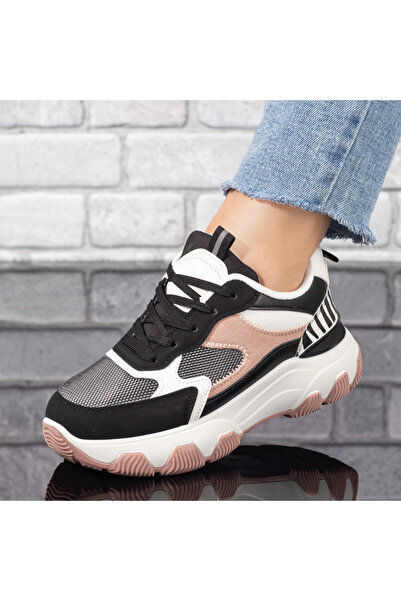 Modlet.ro Women's black and pink thick-sole sports shoes MOD09905