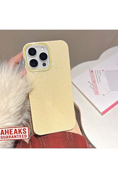 aheaks iPhone 15 Pro Max Uyumlu Lumina Case Premium Seri Şık Telefon Kılıfı - Simli Kılıf