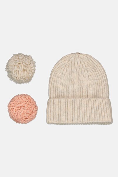 DeFacto Women Knitted Pompom Beanie, Ecru