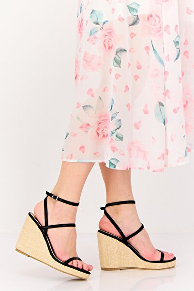 Steve Madden Women Mindset Tie Closure Wedge, Black