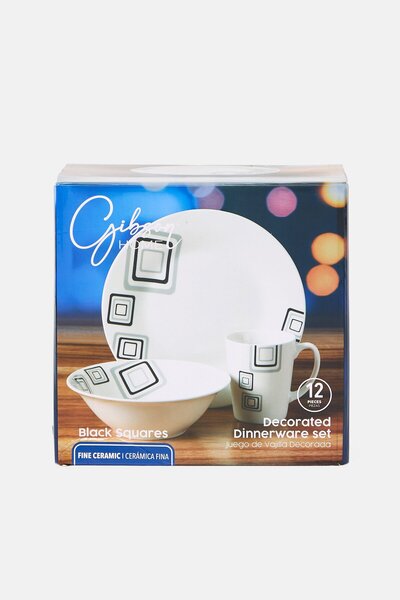 Gibson Home 12 Pieces Ceramic Dinnerware Set, Multicolor