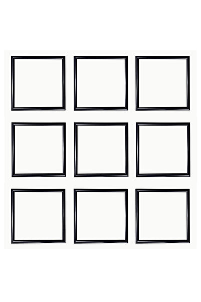 AS TİCARET Decorative Frame Set 9 Pieces 20X20 Pvc with Glass Black