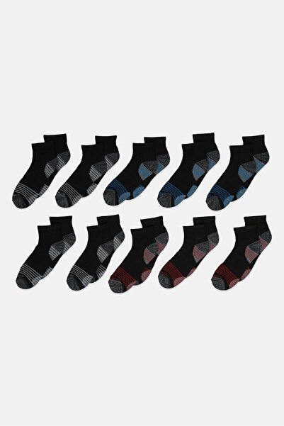 U.S. Polo Assn. Men 10 Pairs Brand Logo Quarter Socks, Multicolor