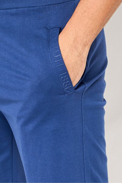 Cerruti 1881 Men Regular Fit Brand Logo Basic Shorts, Blue