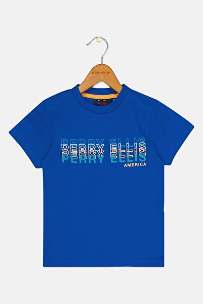 Perry Ellis Toddlers Boy Short Sleeve Brand Logo T-Shirts, Blue