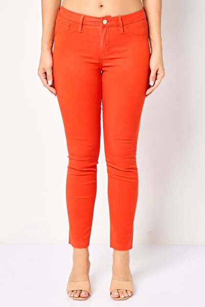 Reiko Women Skinny Fit Solid Skinny Pants, Orange