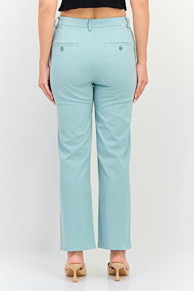 Reiko Women Cropped Fit Solid Chino Pants, Sage Green