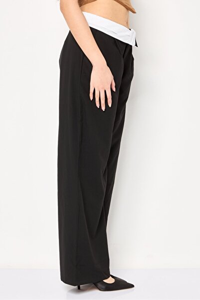 Forever 21 Women Regular Fit Plain wide Leg Pants, Black