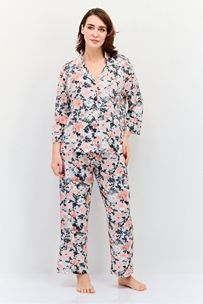 Jones of New York طقم بيجاما وقميص نوم بطبعة زهور للنساء، قطعتين، متعدد الألوان