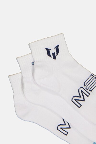 MESSİ Men 6 Pairs Brand Logo Cushioned Quarters Socks, White