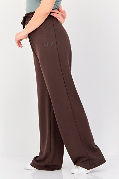 Juicy Couture Women Regular Fit Brand Logo Straight Leg Pants, Chocolate