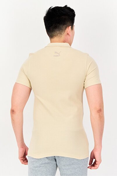 Puma x One8 Men Slim Fit Short Sleeve Outdoor Polo Shirt, Beige