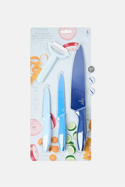 Core Kitchen 4Piece Professional Knife Set With Peeler, Multicolor