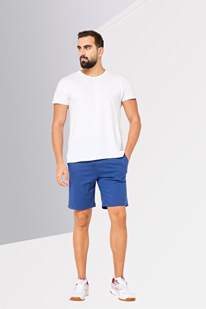 Cerruti 1881 Men Regular Fit Brand Logo Basic Shorts, Blue