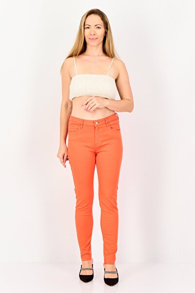 Reiko Women Skinny Fit Solid Straight Leg Pants, Orange