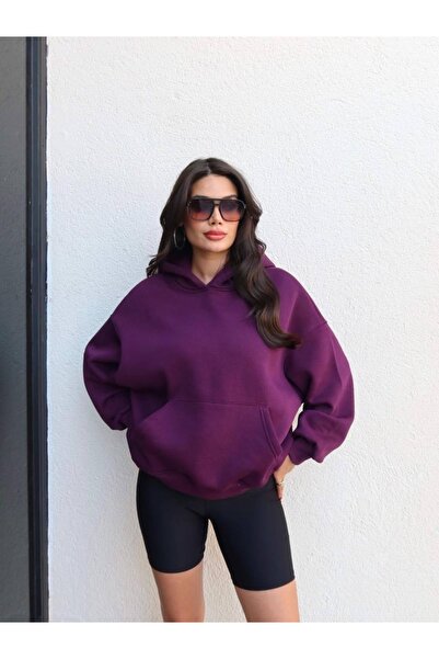 GUMMORE COLLECTİON Kanguru Cepli ve Kapüşonlu Oversize İçi Polarlı Pamuklu Sw...