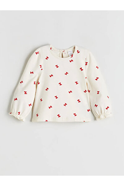 LC Waikiki Lcw Baby High Cotton Content Red Bow Detail Velvet Baby Girl Dress and T-Shirt