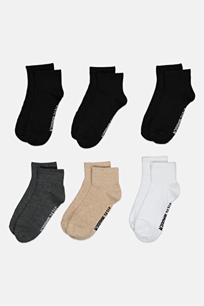 Steve Madden Women 6 Pairs Brand Logo Quarter Socks, Multicolor