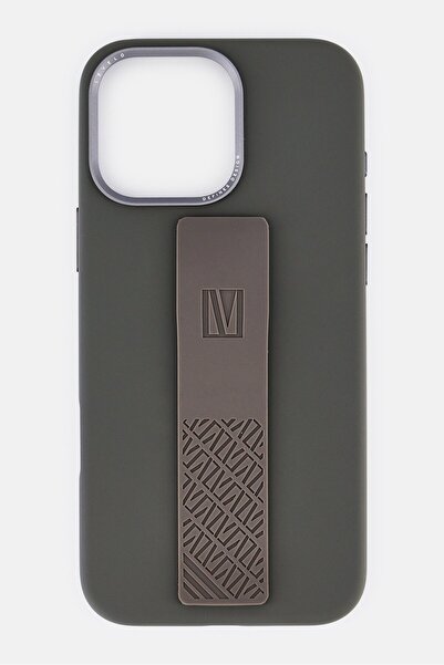 Levelo جراب مورفيكس سيليكون مع قبضة لهاتف iPhone 16 Pro Max، رمادي