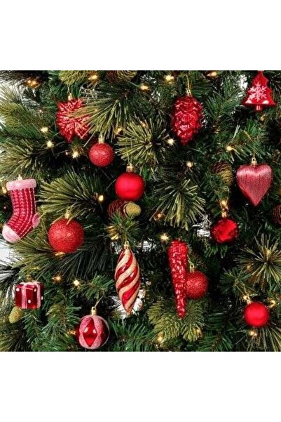 Bibilel Σετ 4 στολίδια κόκκινα με χρυσό - γυαλιστερά, γκλίτερ - 11εκ.