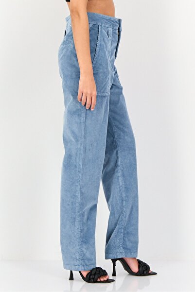 Reiko Women Regular Fit Corduroy Pants, Blue