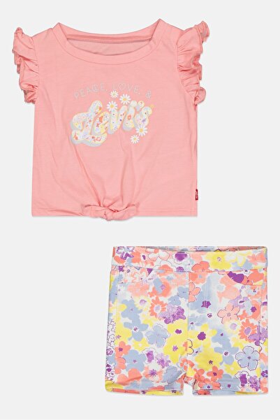 Levi's Toddlers Girl 2 Pcs Graphic Print Top And Shorts Set, Multicolor