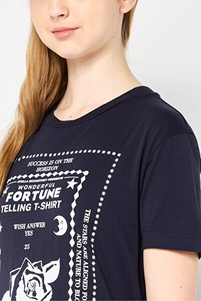 Stella McCartney Women Regular Fit Short Sleeve Graphic Print T-Shirt, Navy